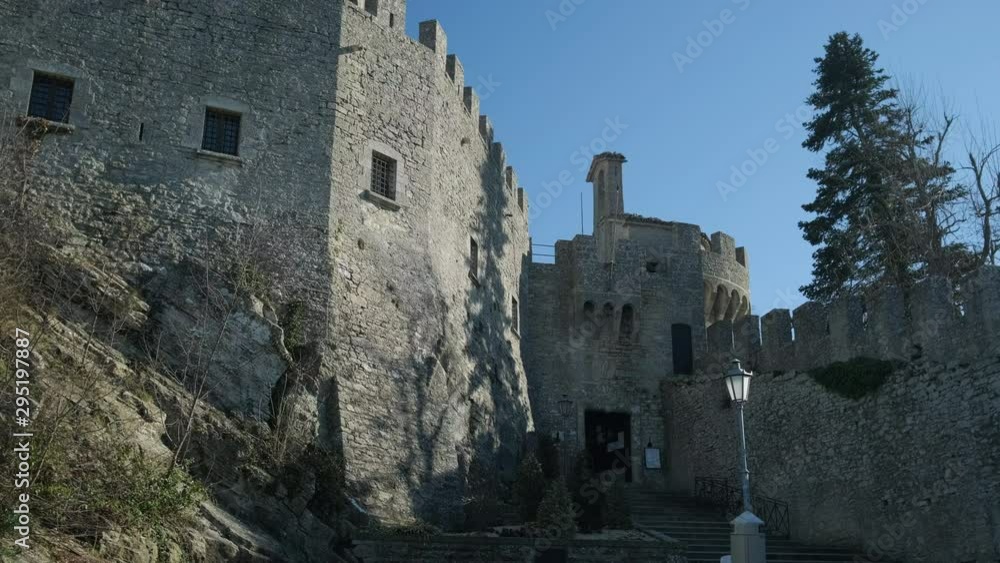 ancient Fortress of Guaita entrance with old streetlight ancient Fortress of Guaita entrance with old streetlight