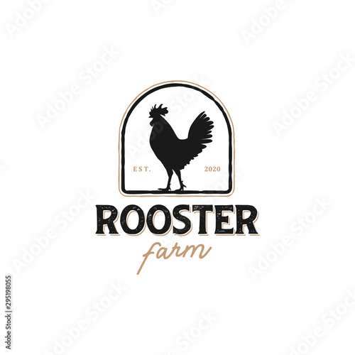 The logo of a rooster with a classic model for product labels, hens, laying hens, chicken farms, chicken meat sellers, chicken restaurants