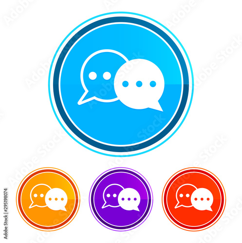 Conversation icon flat design round buttons set illustration design