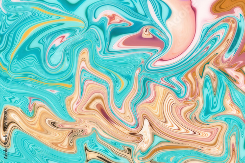Digital fluid art design, imitation of marble stone or liquids. Tender colorful and contrast abstract background
