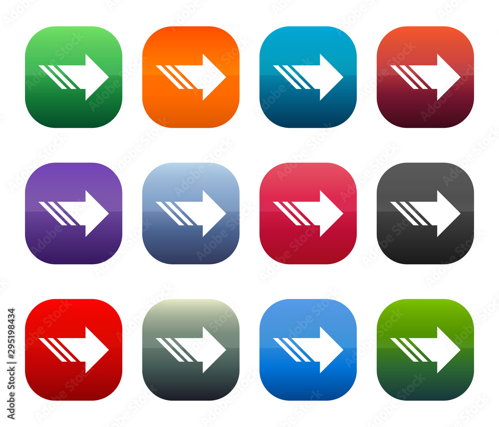 Next icon shiny square buttons set illustration design Next icon shiny square buttons set illustration design