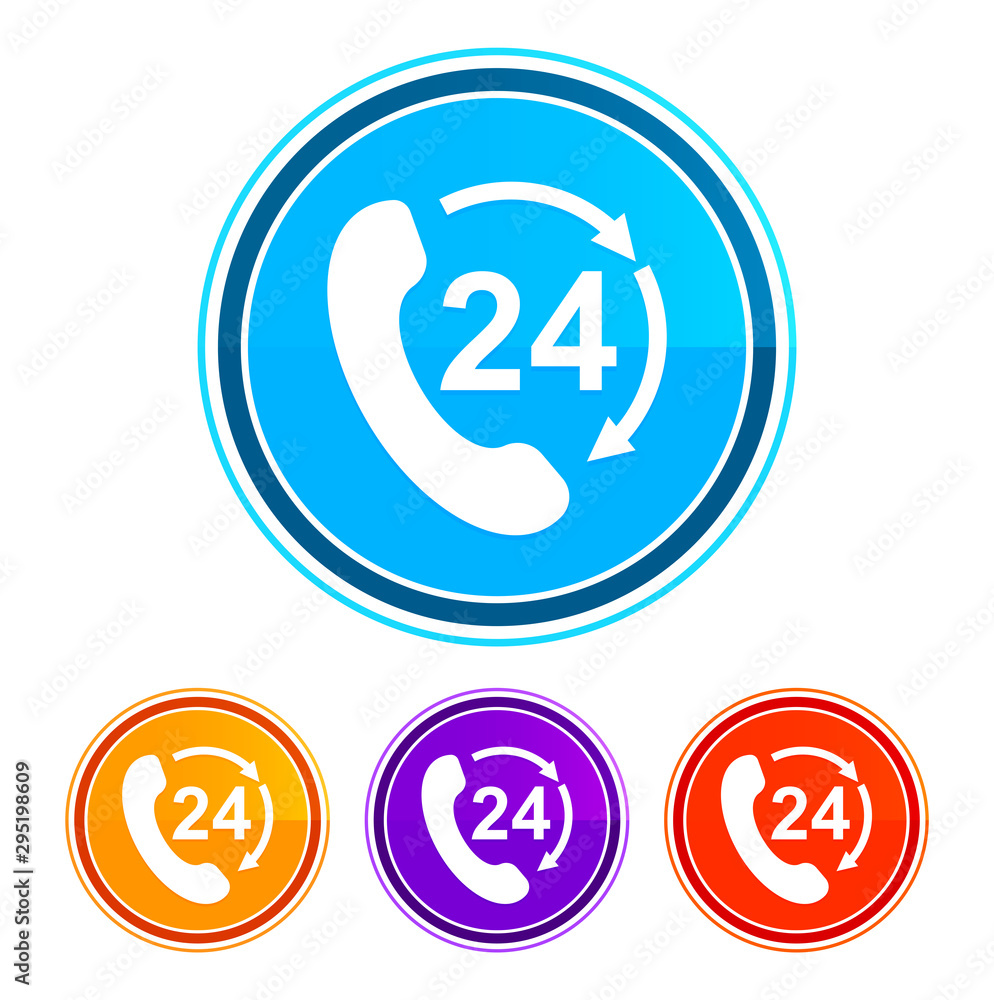 24 hours open phone rotate arrow icon flat design round buttons set illustration design 24 hours open phone rotate arrow icon flat design round buttons set illustration design