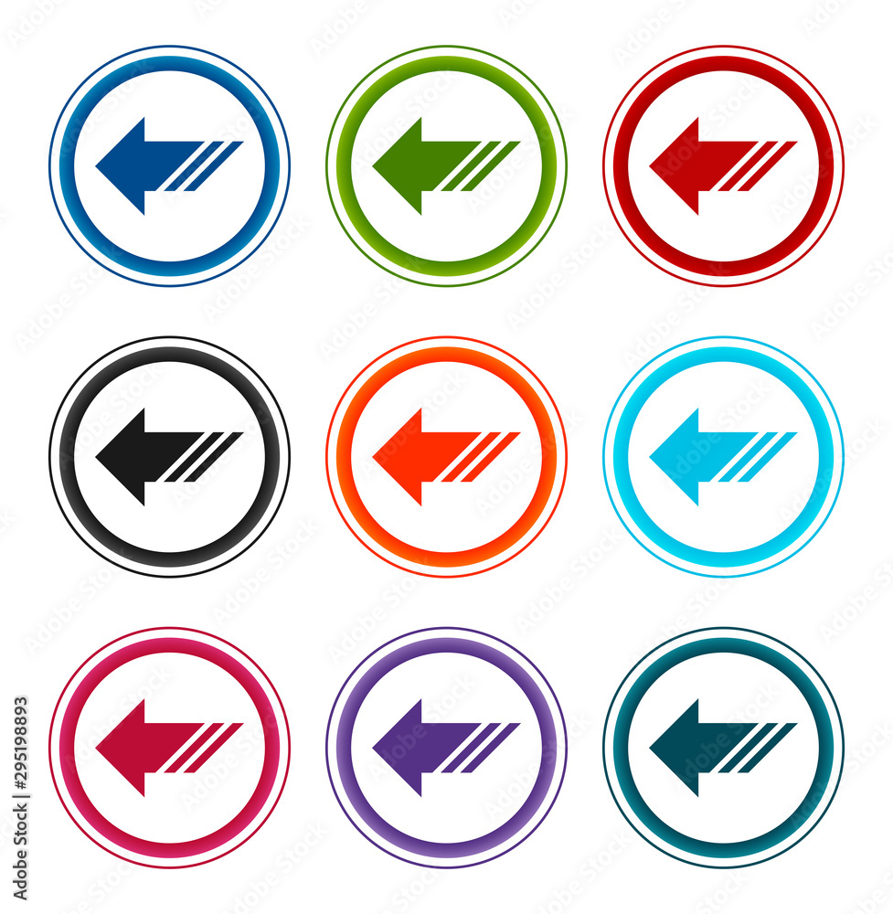 Back icon flat round buttons set illustration design Back icon flat round buttons set illustration design