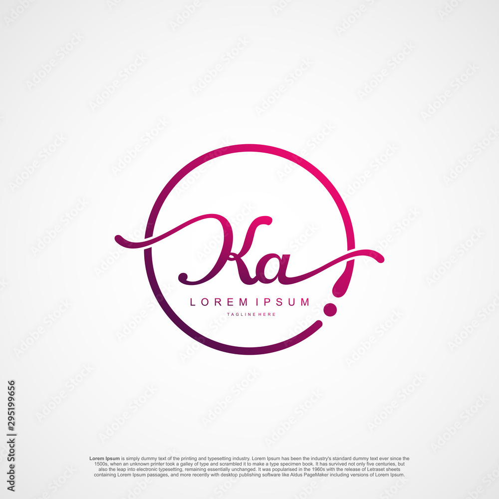 Initial Letter KA Logo Elegant Minimalist Signature Modern Logotype. Initial Letter KA Logo Elegant Minimalist Signature Modern Logotype.