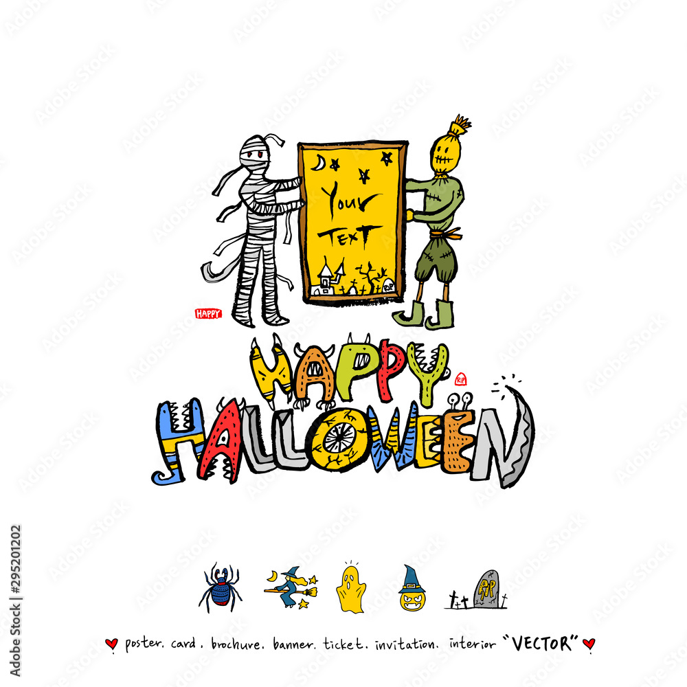 Obraz premium (정사각)할로윈 포스터 / 손으로 그린 할로윈 그림