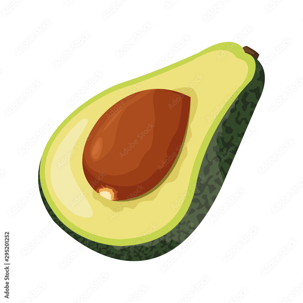 half avocado icon, flat design half avocado icon, flat design