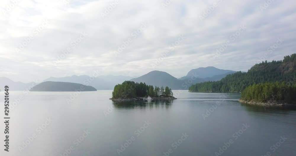 4 K Flight over beautiful private millionaires Island in Canada, British Columbiaritish C