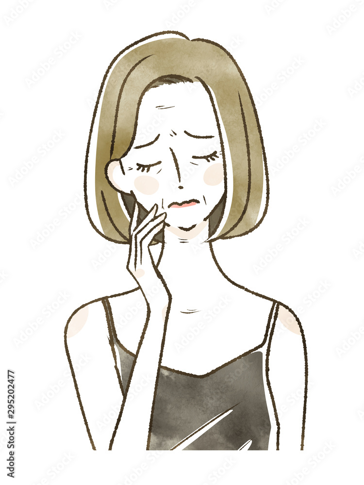 皺に悩む女性 皺に悩む女性