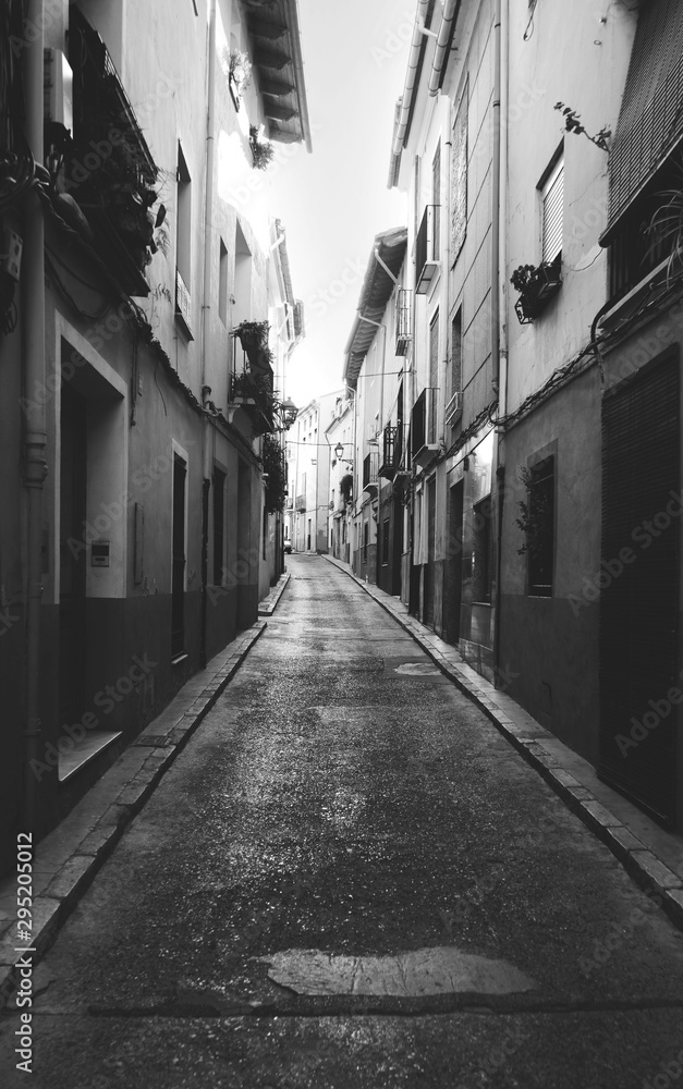 Fotografía en blanco y negro de Xativa, Valencia.