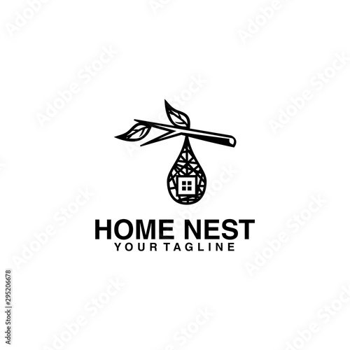 home nest property nature logo design