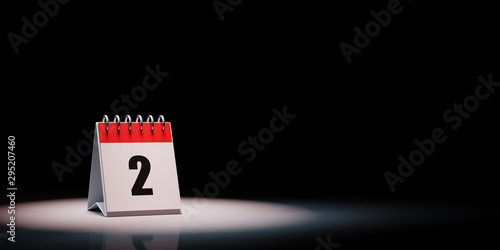Calendar Spotlighted on Black Background, Day 2 photo