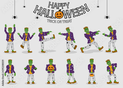 collection set of halloween monster costume Frankenstein
