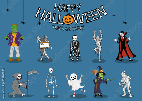 collection set of halloween monster costume