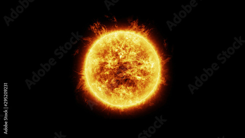 3D rendering of Sun in Space on black background