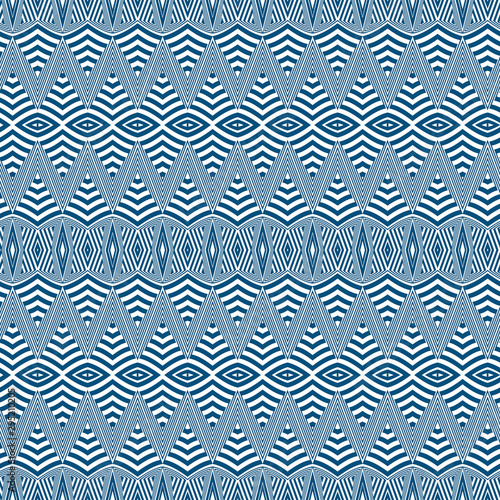 Abstract seamless pattern illustration of scribbled shapes in geometric layout.