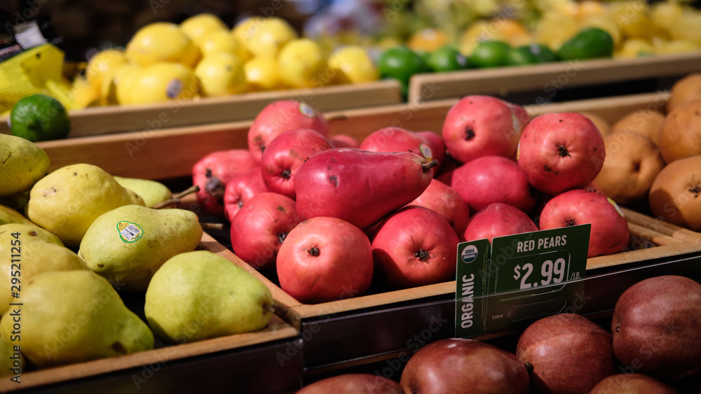 fresh fruit lemons pears at the market fresh fruit lemons pears at the market