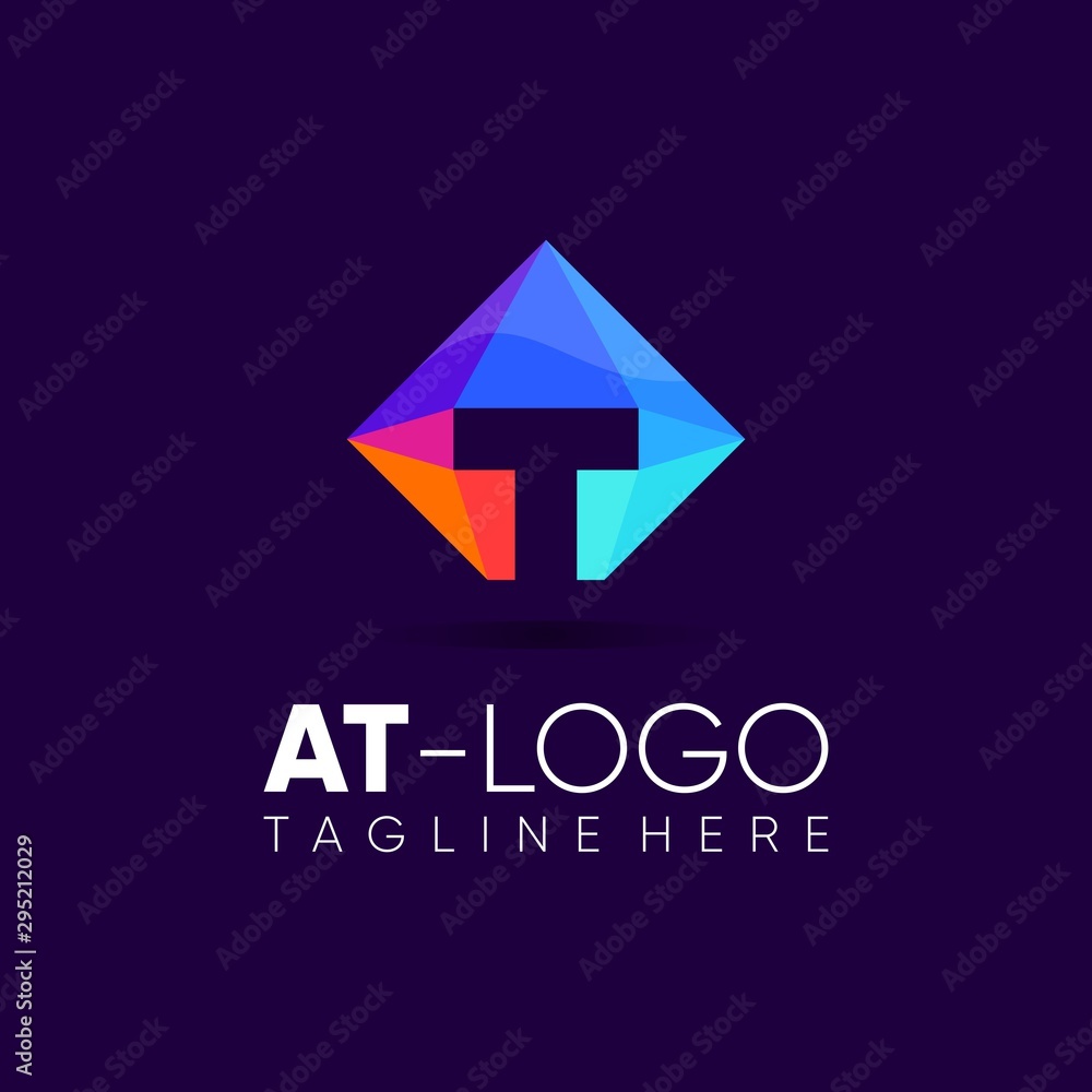 letter a and t logo design vector. with full color concept. letter a and t logo design vector. with full color concept.