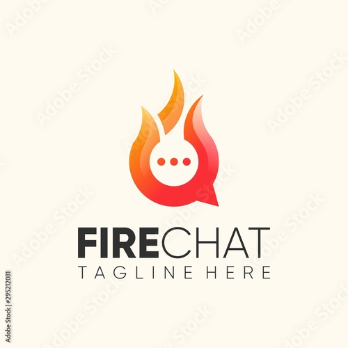 fire chat logo design vector. with the concept of full color and minimalism.