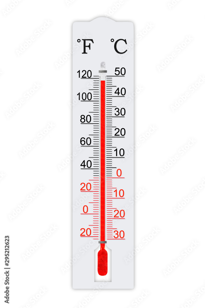 Fahrenheit and celsius scale meteorology thermometer for measuring air temperature. Thermometer