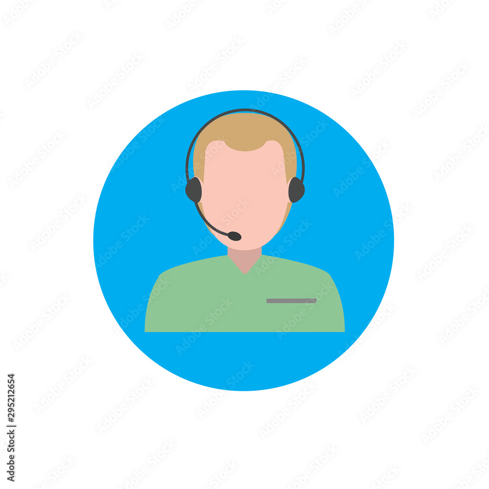 call center operator with headset black web icon. vector illustration call center operator with headset black web icon. vector illustration