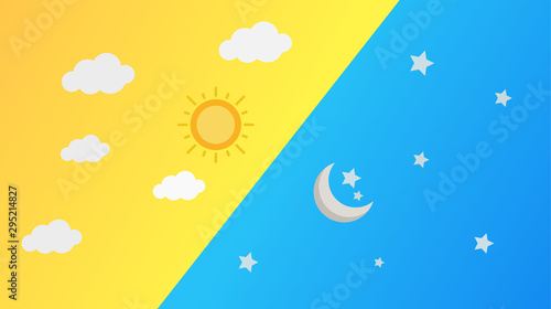 Day and Night or Sun and Moon, abstract texture background for your design. © Bird's