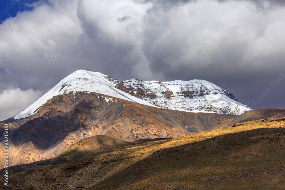 Snow Covered Mountain near Kibber Village in Spiti Valley,Himachal Pradesh,India Snow Covered Mountain near Kibber Village in Spiti Valley,Himachal Pradesh,India