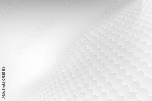 Abstract. Embossed Hexagon , honeycomb white Background.