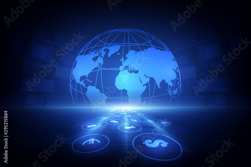 Money transfer. Global Currency. Stock Exchange. Stock vector illustration.