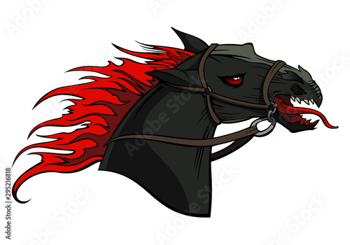 Hellish horse  monstrous creature  vector illustration