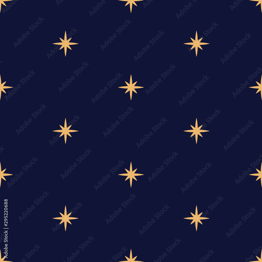 Cute festive background with gold stars. Holiday seamless pattern. Christmas star. Ornament for gift wrapping paper, fabric, clothes, textile, surface textures, scrapbook. Vector illustration. Cute festive background with gold stars. Holiday seamless pattern. Christmas star. Ornament for gift wrapping paper, fabric, clothes, textile, surface textures, scrapbook. Vector illustration.