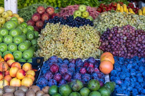 Organic fruits at the farmers market in Bodrum, Turkey
