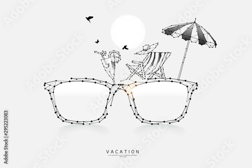 The particles, geometric art, line and dot of eyeglass