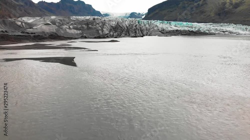 Aerial view of Skaftafellsjokull in Iceland. Icelandic glacier nature landscape top drone shot footage 4K (UHD) photo