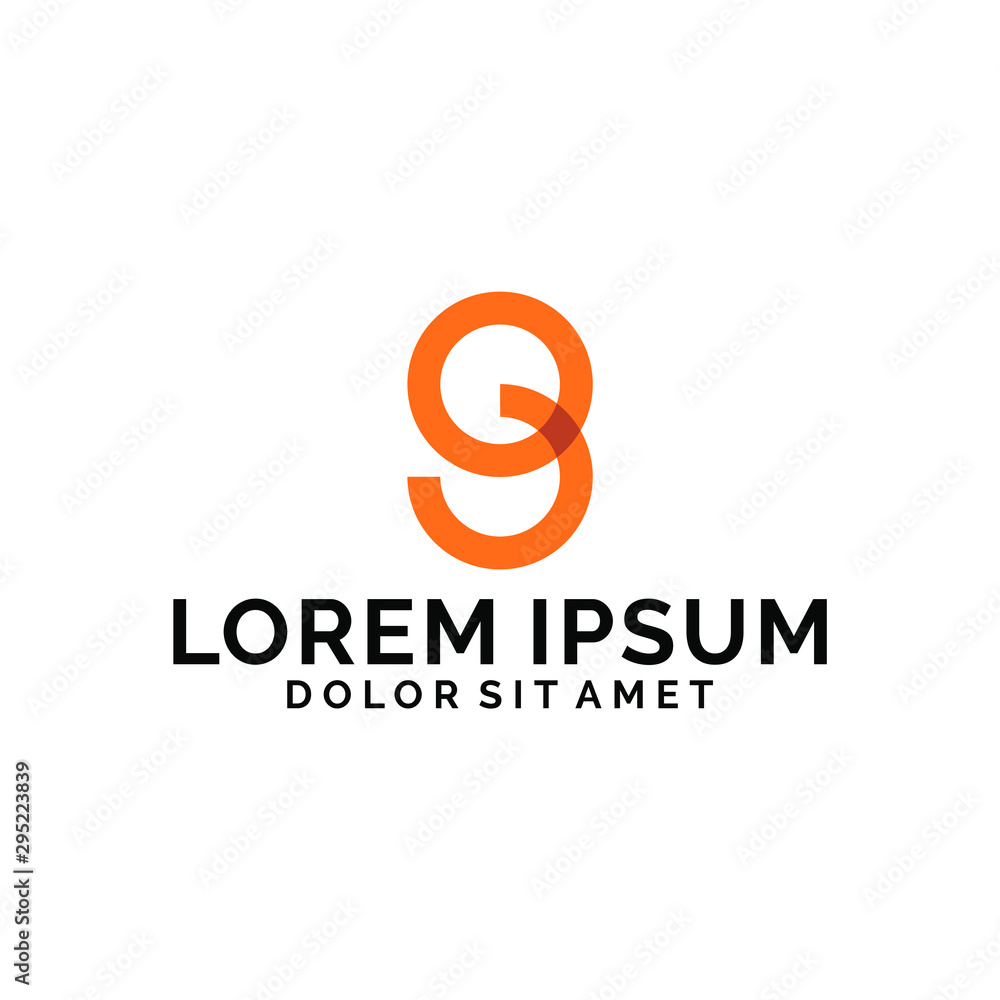 Initial letter G or number 9 logo template with overlap rounded circle line art symbol in flat design monogram illustration Initial letter G or number 9 logo template with overlap rounded circle line art symbol in flat design monogram illustration