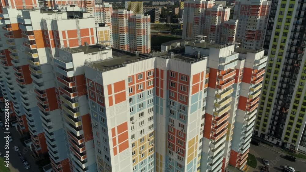 Cinematica close to windows of modern apartments, residential sleeping area architectural modern complex, urban landscape typical new buildings. Development improvement urban environment. Aerial climb Cinematica close to windows of modern apartments, residential sleeping area architectural modern complex, urban landscape typical new buildings. Development improvement urban environment. Aerial climb