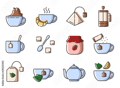 Tea Coffee Outline Icons 