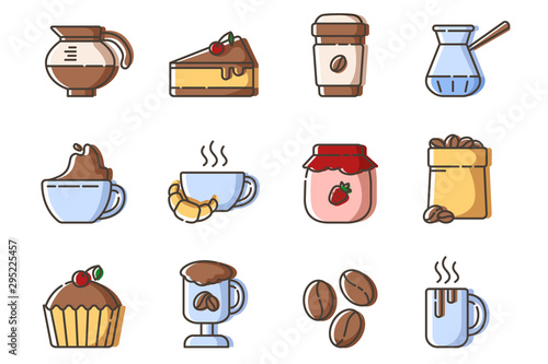 Tea Coffee Outline Icons 