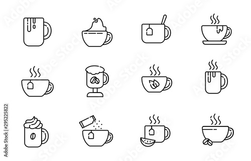 Tea Coffee Outline Icons 