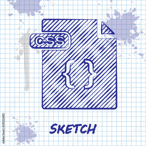Sketch line CSS file document. Download css button icon isolated on white background. CSS file symbol. Vector Illustration