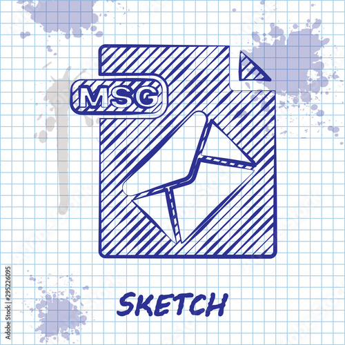 Sketch line MSG file document. Download msg button icon isolated on white background. MSG file symbol. Vector Illustration