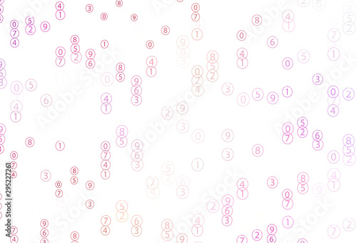 Light Red, Yellow vector background with signs of numerals.