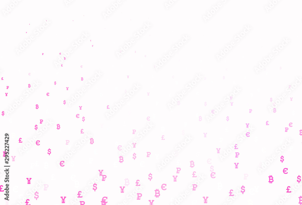 Light Pink vector background with signs of currency.