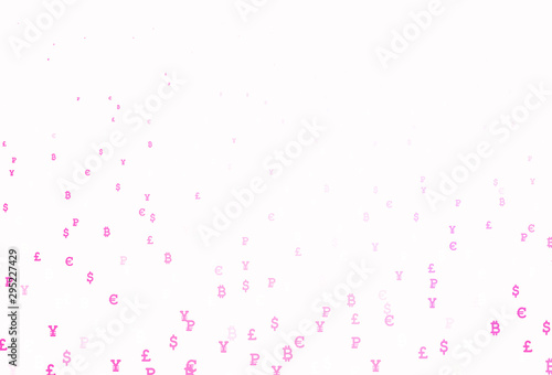 Light Pink vector background with signs of currency.