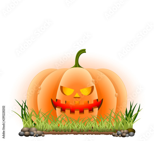 Hallowenn cartoon pumpkin on grass