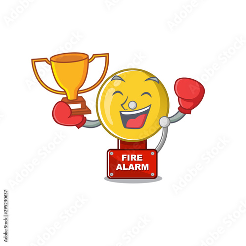 Boxing winner fire alarm in the a cartoon