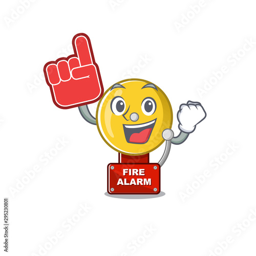 Foam finger fire alarm in the a cartoon