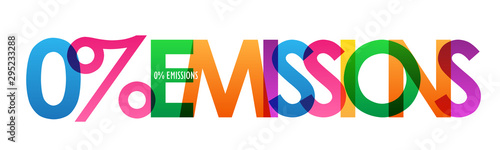0% EMISSIONS colorful vector typography banner
