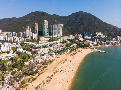 Aerial view of the famous Repulse bay in Hong Kong island on a sunny day.