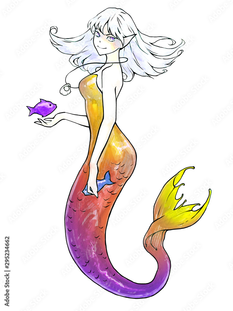 Beautiful Mermaid Anime Graphic · Creative Fabrica-demhanvico.com.vn