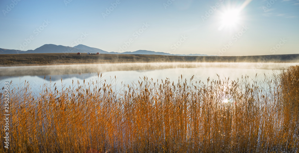 Fototapeta premium landscape with lake and clouds